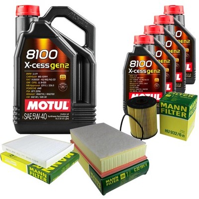 MANN Inspektionspaket 9L MOTUL 8100 X-CESS 5W-40 für VW Multivan V 3.2 V6