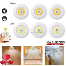 3 Pcs Circular LED Light Mini Night Lights LED Puck Portable Battery Operated