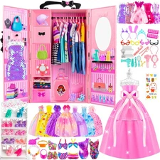 137 Pcs Doll Closet Playset Clothes and Accessories for 11.5 Inch Dolls, Incl...
