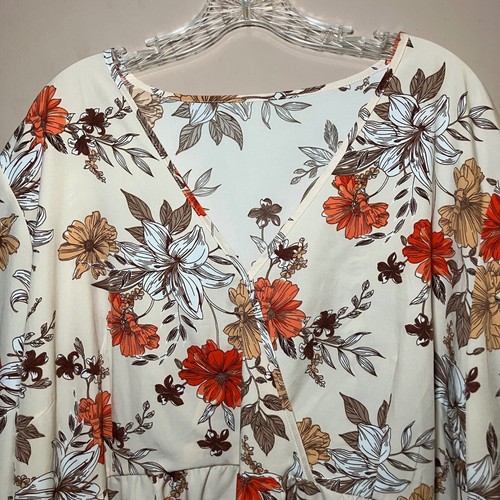 Shein Curve 4XL Dress Floral Print Long Sleeve V Neck Casual Plus Size - Picture 2 of 5