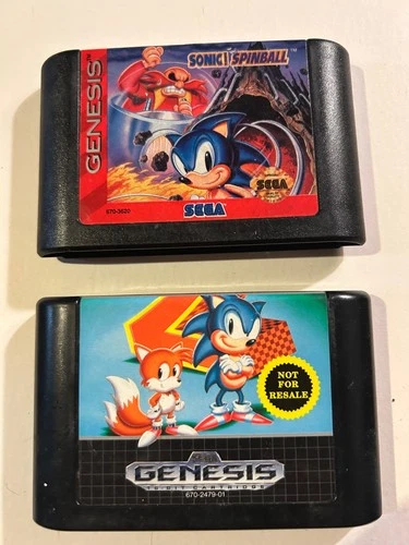 Sonic Spinball & Sonic 2 Sega Genesis Game Cartridge Lot