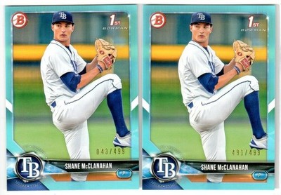 2018 Bowman Draft Picks SHANE McCLANAHAN ROOKIE Sky BLUE Parallel #BD-9! #/499!