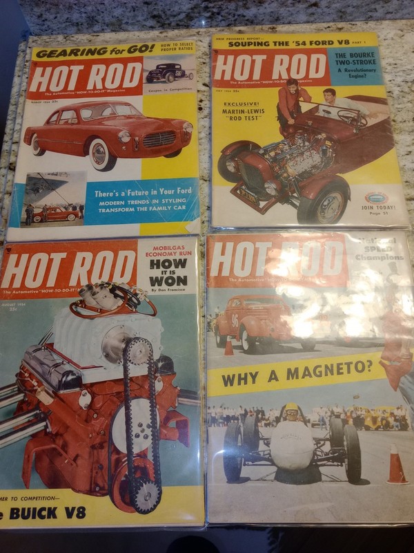 HOT ROD MAGAZINE LOT OF 6 W/MARCH JULY AUG OCT NOV DEC OF 1954 VINTAGE