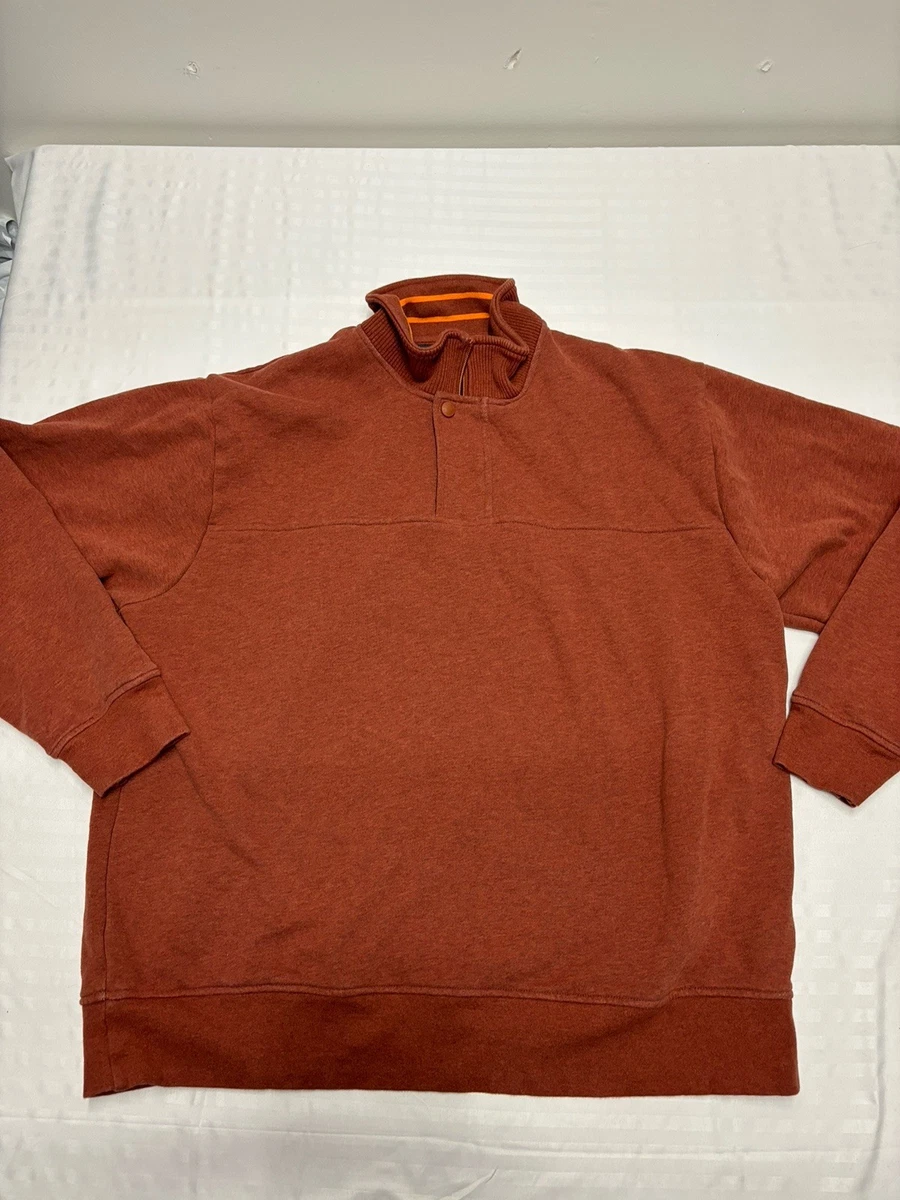 Pull Orvis Homme Taille M Orange - 1/4 Zip Col Officier - Randonnée & Pêche