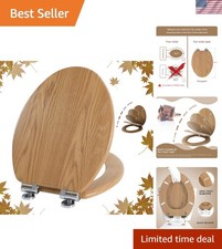 Universal Molded Wood Elongated Toilet Seat with Silent Hinges - Quick Install