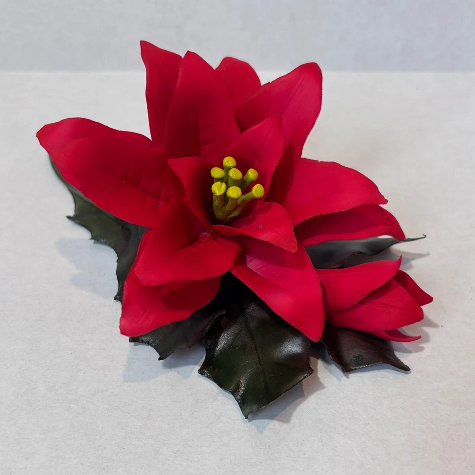 Vintage Fabar Capodimonte Weihnachtsstern Herzstück 6 Mini Blumen Italien Porzellan Set