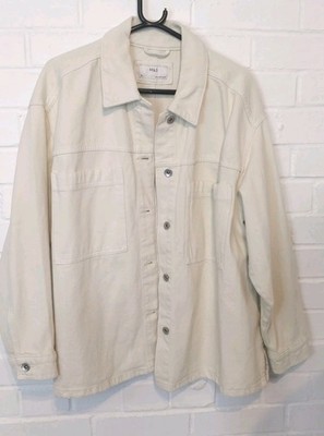 M&S Ladies Cream Denim Jacket Size XL Lightweight Button Down BNWOT