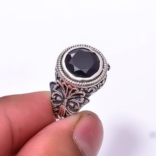 Black Onyx Solitaire Gemstone Handmade 925 Sterling Silver Ring s.6 Sku41
