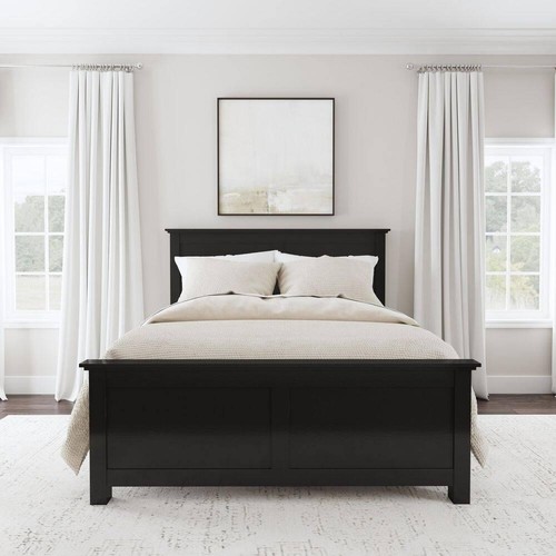 Homestyles Panel Beds 50.5"Hx66.5"Wx88.5"D Bed Frame Mounted Queen Size Black - Picture 12 of 12