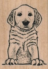 Dog Sitting 1 3/4 x 2 1/2" Rubber Stamp, Dog Stamp, Dog Lover Stamp