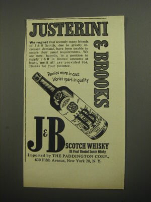 1956 J&B Scotch Ad - Greatly Increased Demand