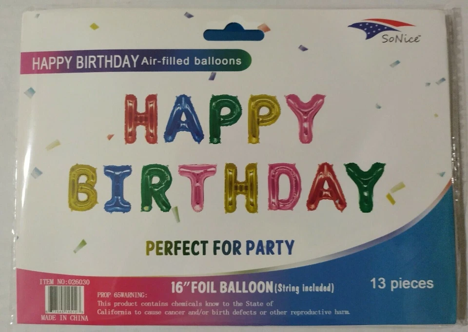 Globos de Lámina Multicolor 16" Feliz Cumpleaños Banner Decoración Eventos Fiesta Foto 2 de 4
