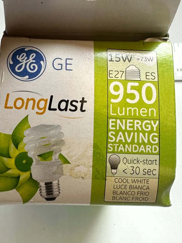 GE 314-0088 Spiral Light Bulb 15W ES 4K Cool White 950 Lumen Energy Saving - NEW - Image 2 of 4