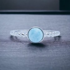 Stunning Unique Nice Beautiful Blue Larimar Sterling Silver S925 Ring