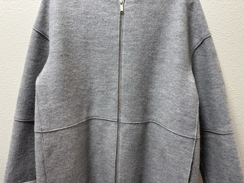 COS Boiled Wool Coat Full Zip Heavy Pockets Gray Women's Large EUR 44 - Picture 4 of 10