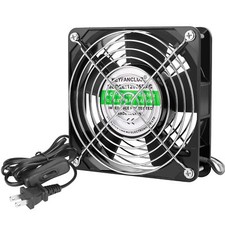 Axial Muffin Small Computer Fan with AC Plug 110V 120V AC 120mm x 25mm Dual B...