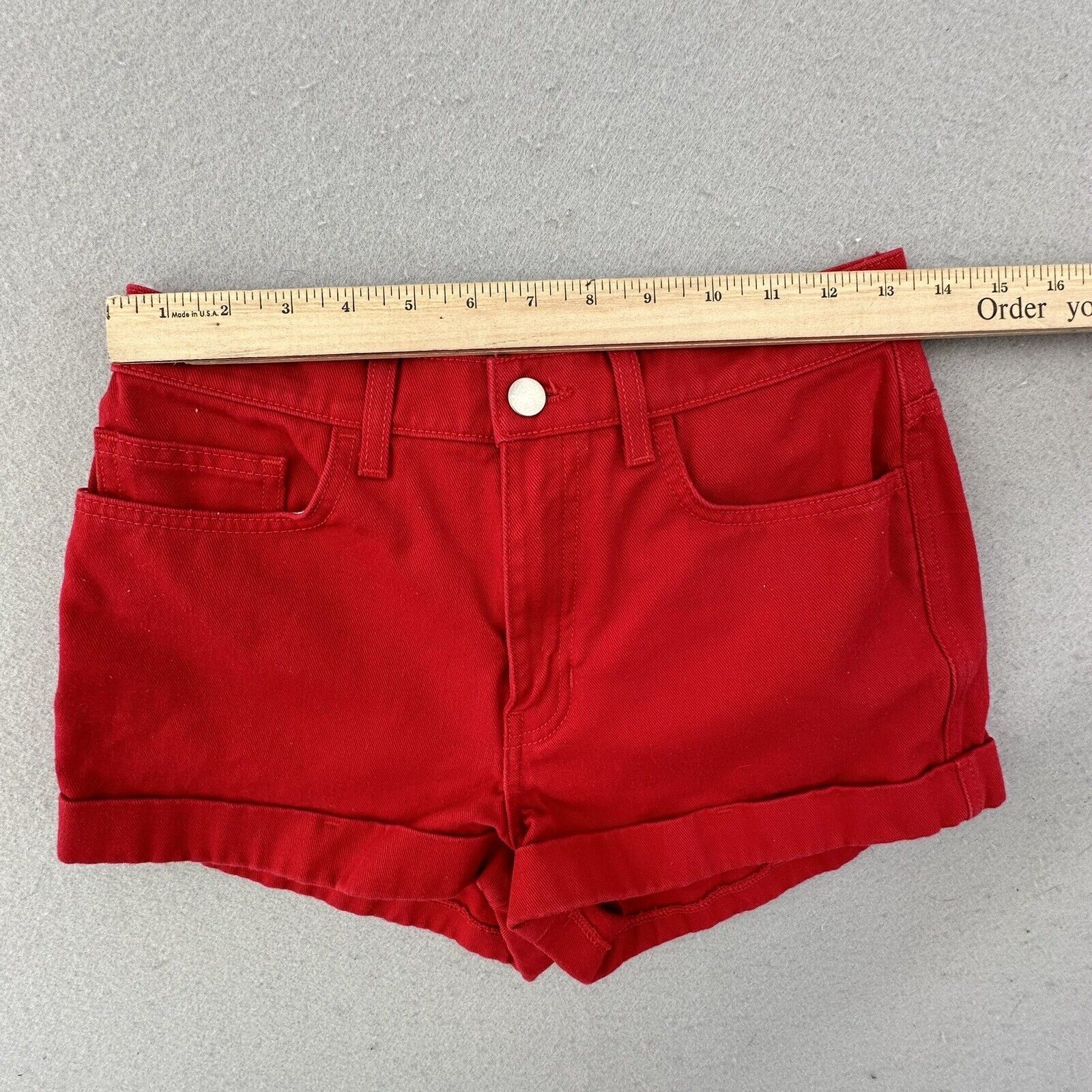 American Apparel Jean Shorts Womens 27 Red High W… - image 4