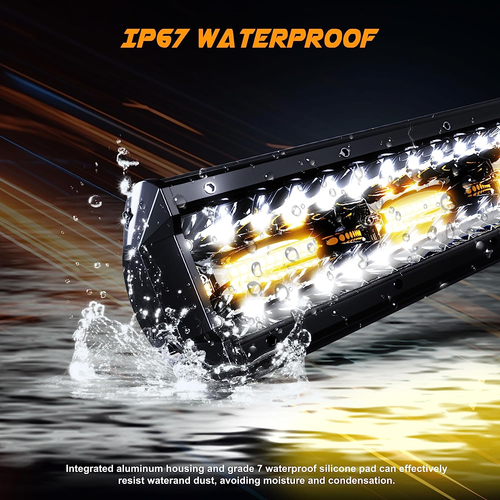 12inch 72W LED Light Bar Spot Flood White/Amber Driving Strobe For SUV Boat ATV - Picture 4 of 9