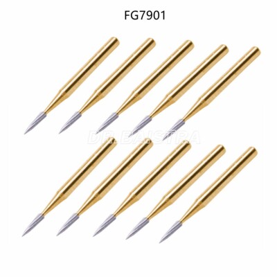 10pc FG7901 Dental Tungsten Carbide Gold Burs Polishing For High Speed Handpiece