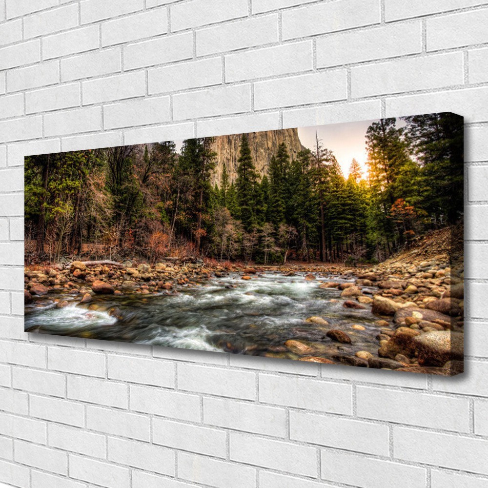 Impression sur toile image tableaux 125x50 nature forêt mer pour grand mur intérieur