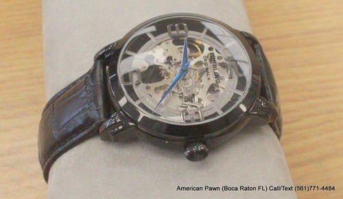 Stuhrling Men's Skeleton Automatic Watch Cal ST-90050 Krysterna Black Leather - Picture 2 of 7