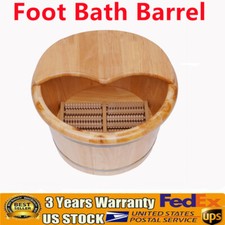 Wood Foot Spa Soak Bucket Pedicure Foot Bath Basin For Soaking Feet w/ Massager