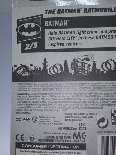 2021 Hotwheels DC /Batman The Batman' Batmobile #2/5 Chrome - Picture 7 of 7