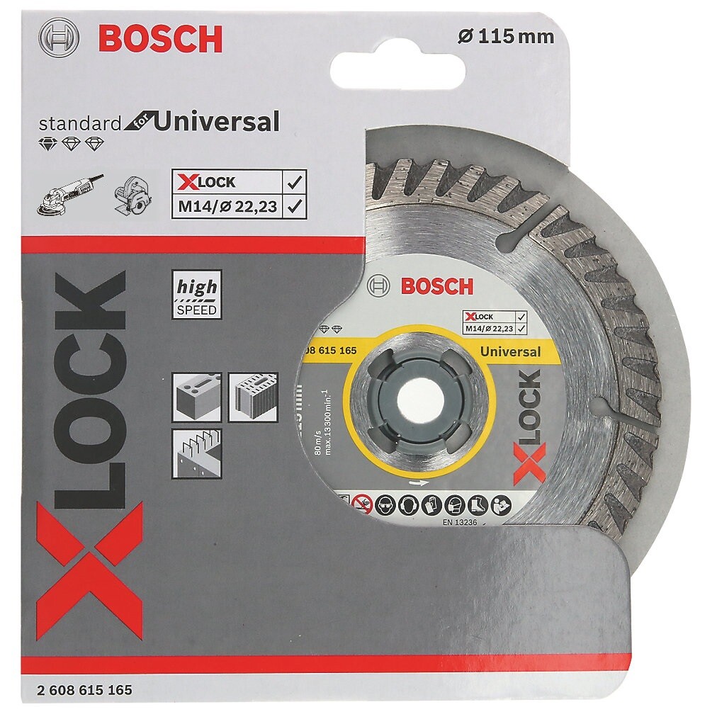 Bosch X LOCK 115mm x 22.23mm Diamond Rim Cutting Disc, Brick , Concrete , Stone.