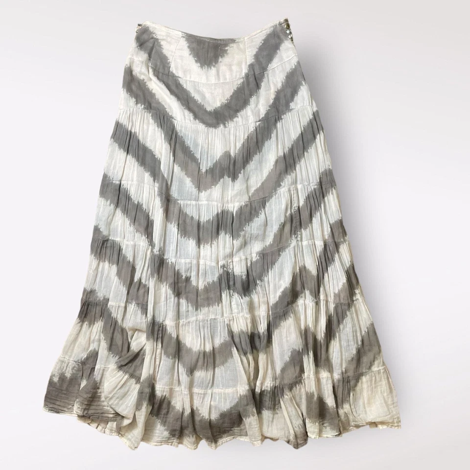 Alberto Makali Vintage Boho Tiered Sea Shell Bead Detail Maxi Skirt Size 6 - Image 3 of 4