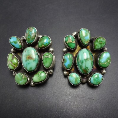 Enchanting NAVAJO Cluster EARRINGS SONORAN GOLD TURQUOISE SterlingSilver PIERCED