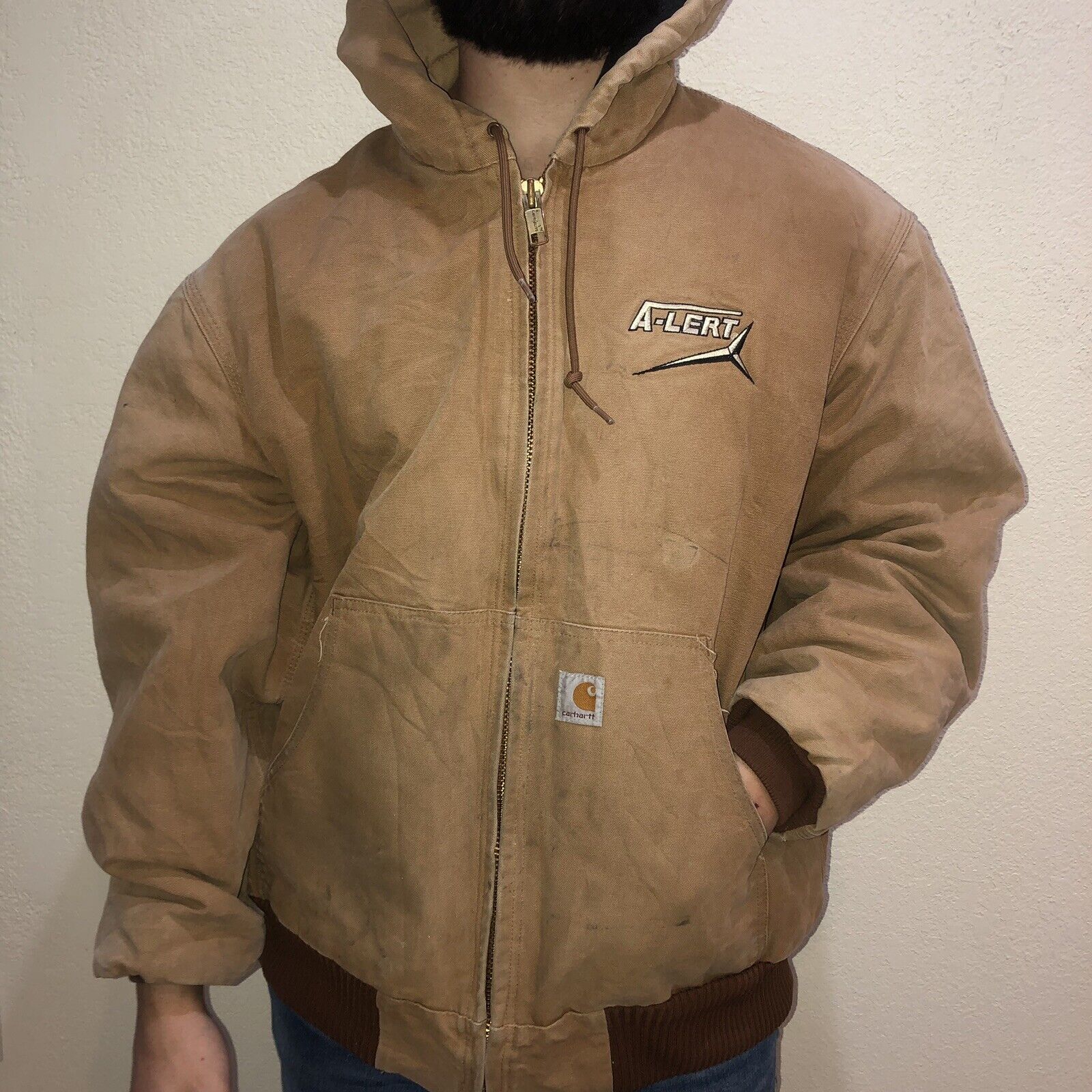 Vintage 1990's Carhartt USA J140 Union Made Quilted Duck Brown 