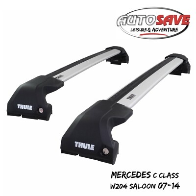 Thule WingBar Edge Silver Roof Bars Set for Mercedes C Class Saloon W204 07-14