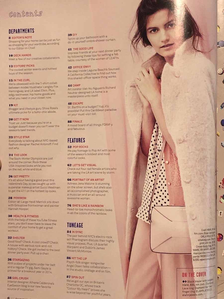 Foam Mag Feb 2014 Art & Home Jena Malone Hannah Hooper Grouplove