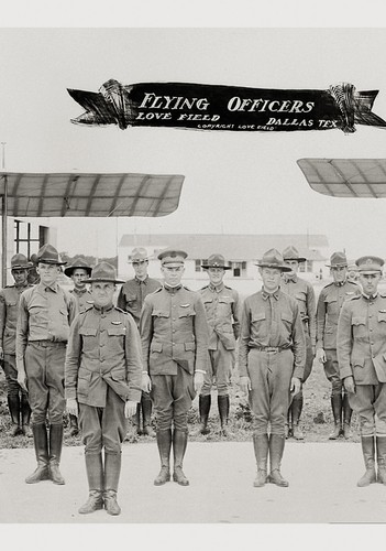 FOTO PANORÁMICA OFICIAL VOLADOR LOVE FIELD CAMPAMENTO DE AVIACIÓN 1918 DALLAS, TEXAS - Imagen 2 de 2