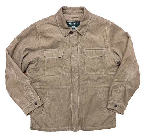 Vtg 90's Eddie Bauer Men's Blue Denim Trucker Jacket Corduroy
