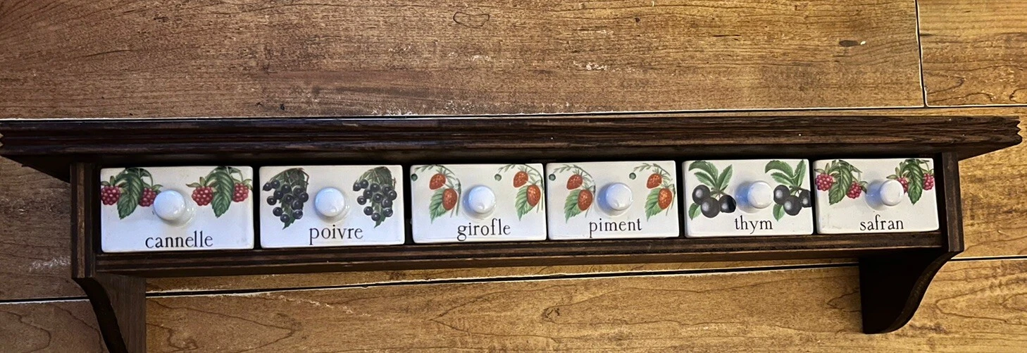 Porcelaine De Paris 6 Spices Wall Shelf Rack Les Fruits France