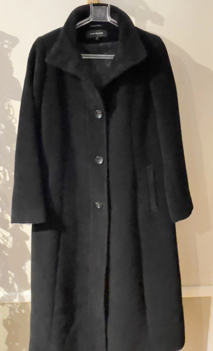 Jones New York Black ALPACA WOOL Blend Long Sleeve w Pockets Button Dress Coat S