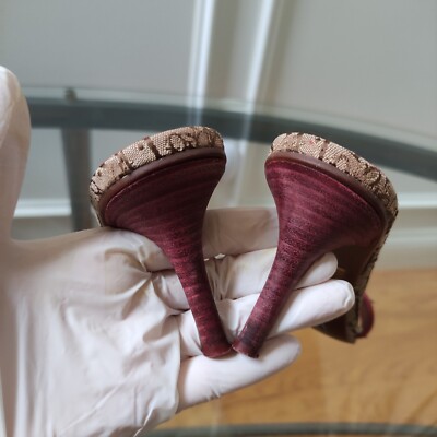 【希少】DIOR サンダル ヴィンテージ Vintage Dior Monogram Gold Logo Plate Slide Heeled Sandals