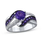 Valentine's Gift Lab Created Amethyst 14K White Gold Over Heart Engagement Ring