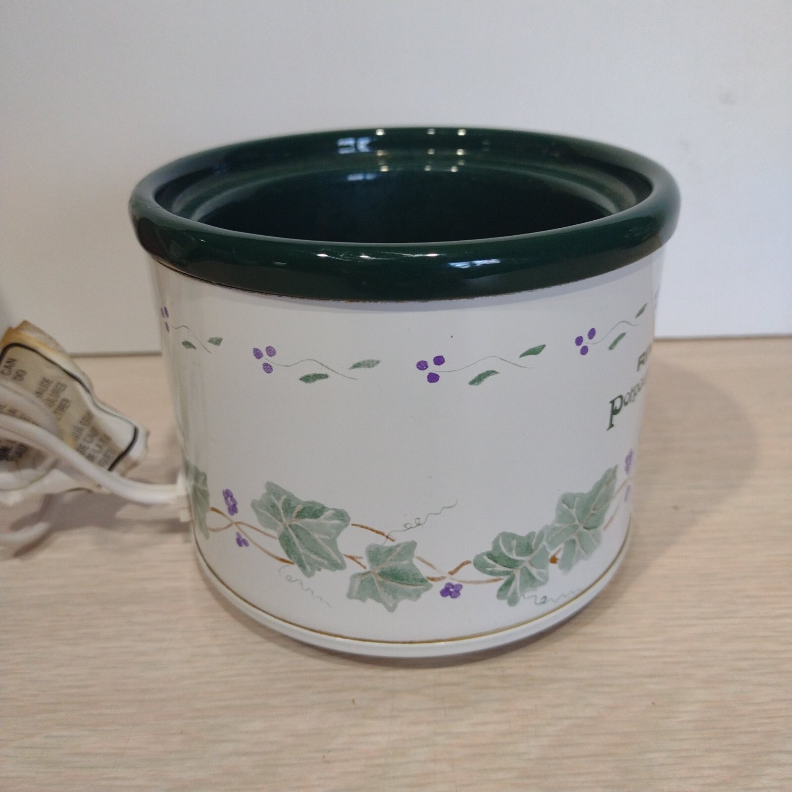 Rival 3206 Green Ivy Potpourri Crock Electric Simmering Pot Made in USA