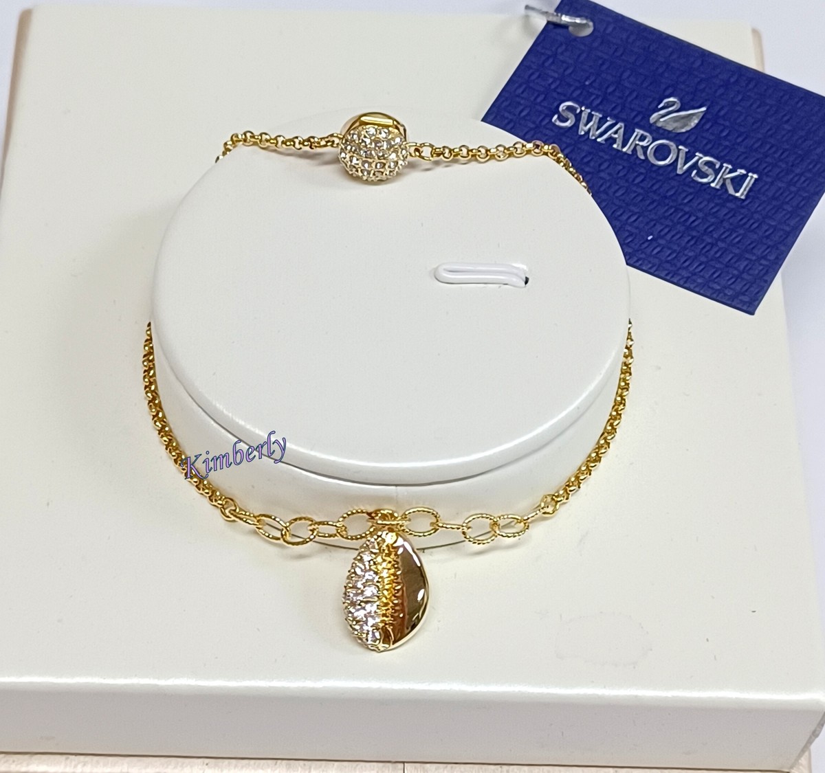 Swarovski Shell Charm Holder Strand Bracelet GOS Clear Crystal