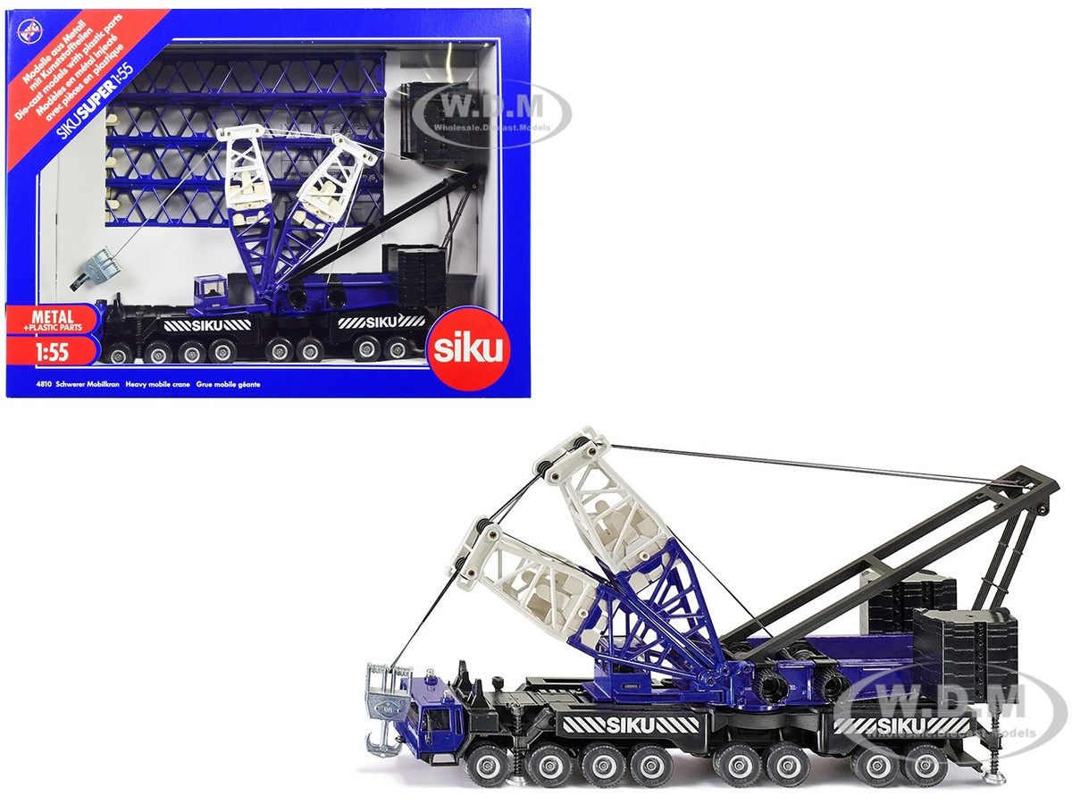 HEAVY MOBILE CRANE BLUE W/EXTENDERS & LIFTING BLOCK 1/55