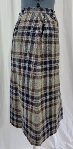 Vintage JH Collectibles Wool Skirt in Grey/Navy/Brown Plaid Size 10/11 - Picture 12 of 15