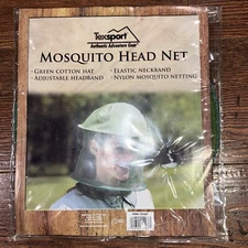 Texsport Mosquito Head Net Nylon Netting Face Neck Adjustable Elastic Bug Insect