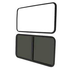 Horizontal Sliding RV Window 24" W x 20" H with Net Screen and Trim Ring Black