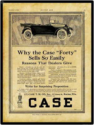 1916 Case Automobiles New Metal Sign: Case Model 40 - Racine, Wisconsin