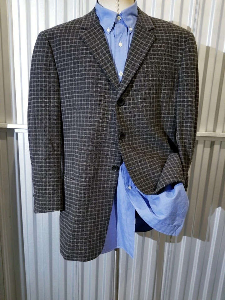Chaqueta Blazer Abrigo Deportivo Tweed Elastizado Marrón Cuadros Armani Collezioni 54 44R De Colección Foto 4 de 4