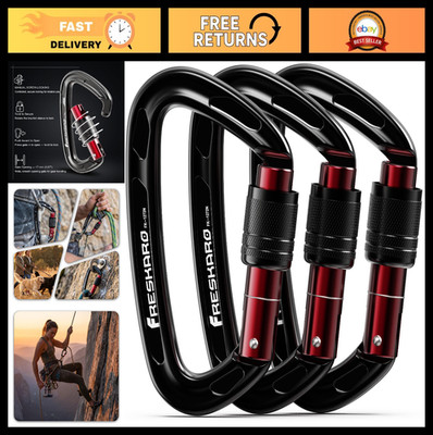 Lightweight 25kN Climbing Carabiners - UIAA CE Certified, Screw Lock, Rust Proof