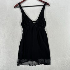 Vintage Dress Womens Small Black Slip Lace Trim Romantic Mini Whimsygoth Witchy