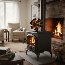 Ventilatore per camino a 6 pale ecologico alimentato a calore - funzionamento silenzioso e termometro